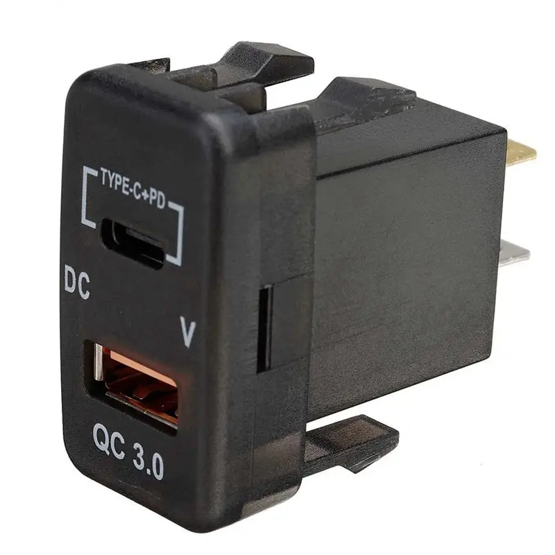 2X Car Fast Adapter QC3.0 Dual USB Quick Socket With Voltmeter For Toyota Land Cruiser Hilux Prado FJ