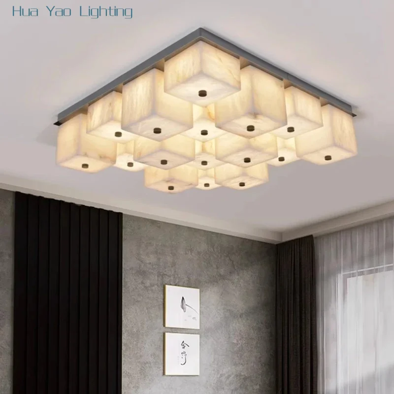 Natural Marble Alabaster Ceiling Lamp Modern Simple All-copper Ceiling Lamp Living Room Bedroom Study Dining Room Ceiling Lamp