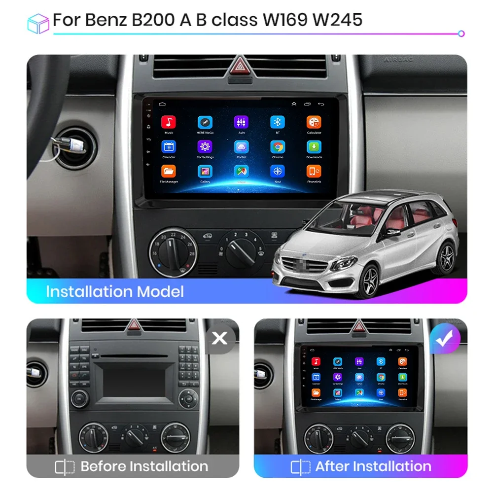 Android Auto Car Radio Carplay for Mercedes Benz B200 Sprinter W906 W639 AB Class W169 W245 Viano Vito GPS Navi 2 Din WIFI 4G