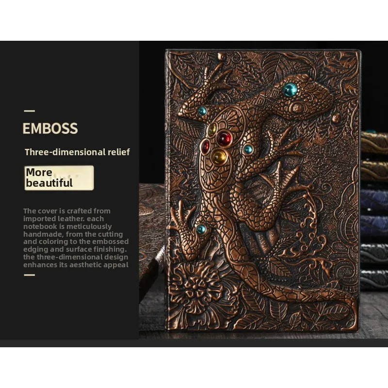 Lizard Gecko Embossed Hardcover Notebook Vintage Writing Journal for Car Decor Gift