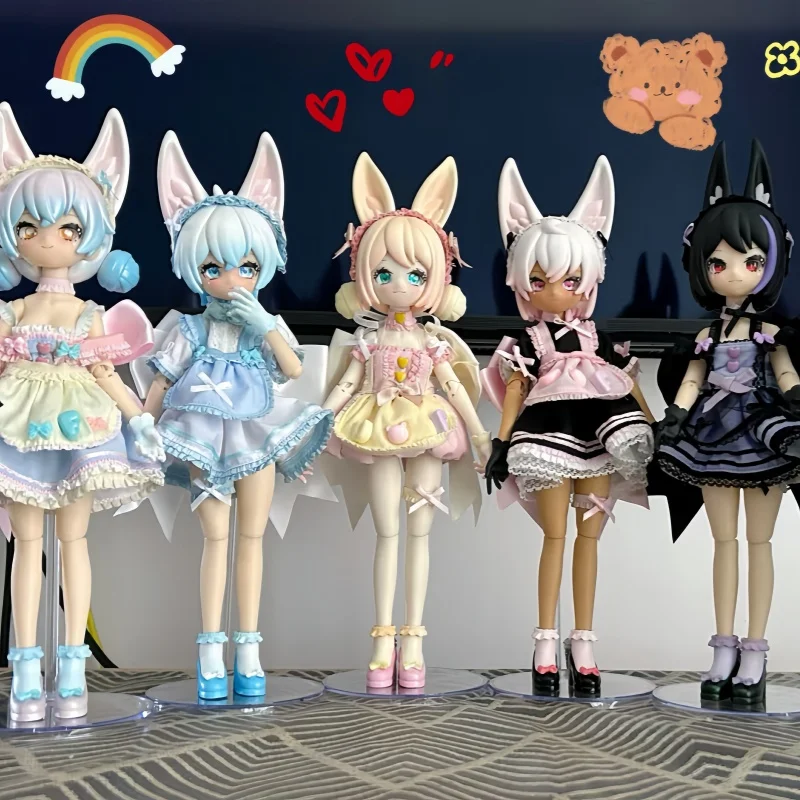 Ufdoll Tea Drink Series Movable Bjd 6 Points Dress Up Doll Kawaii Cartoon Collectible Model Toy For Adult Collectors Cute Gifts