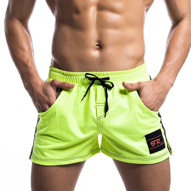 Short décontracté en cuir PU pour homme, séchage rapide, maillot de bain, poche, sport, gym, course à pied, natation, surf