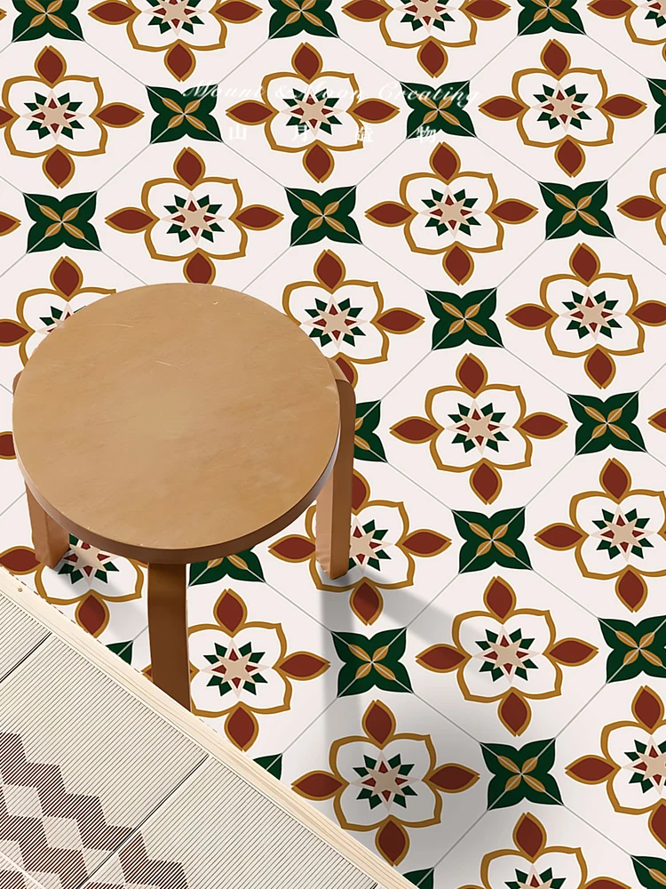 

Pastoral Self-Adhesive Floor Stickers Wall Floor Vision Bathroom Kitchen Wall Sticker Decoration Waterproof Oil-Proof Stickers