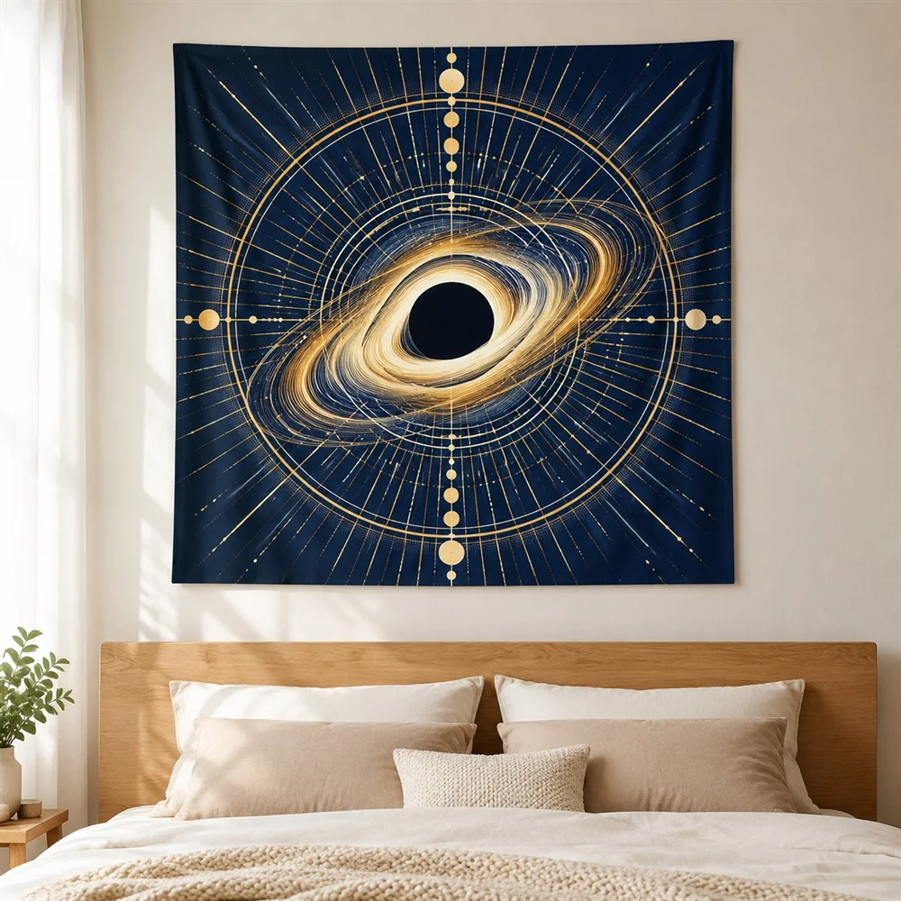 VIKAMA Black Hole Vortex Tapestry Wall Hanging, Abstract Space Wall Art, Cosmic Decor for Bedroom Living Room Office Study