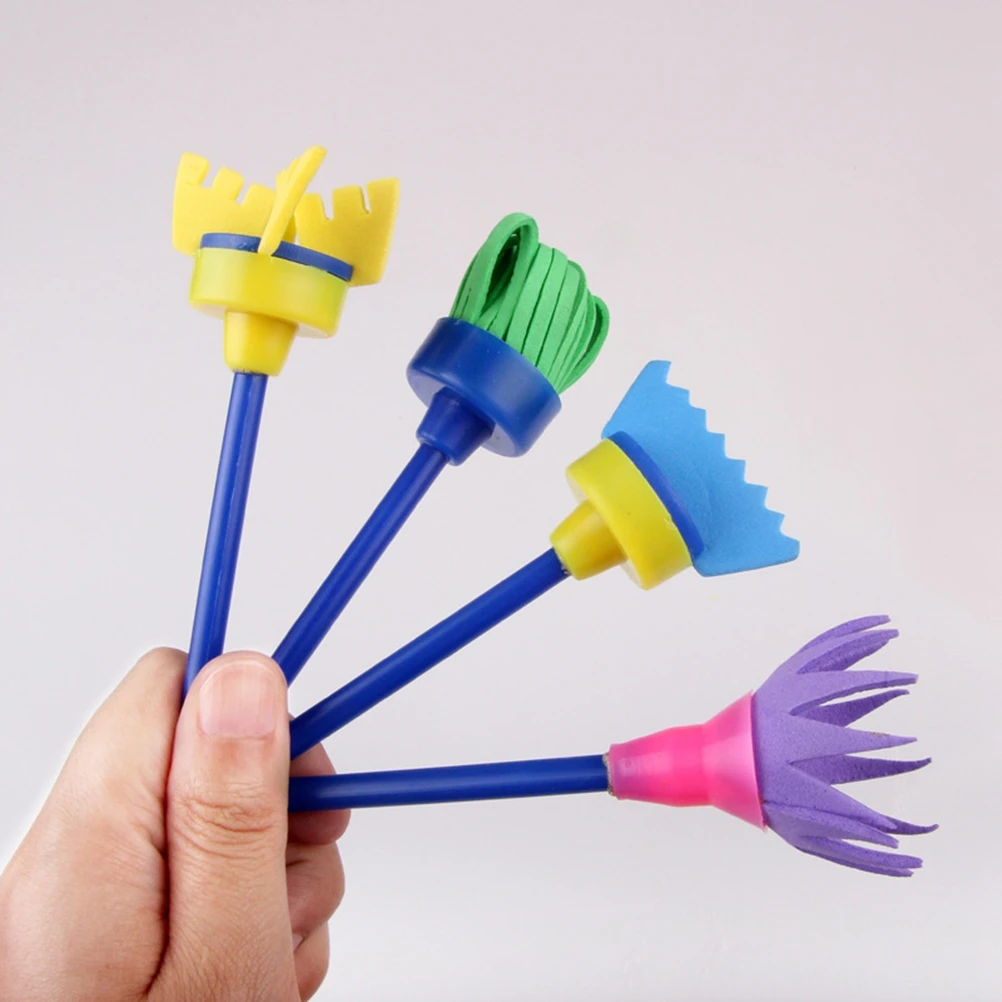 

4 Pcs Painting Sponge Brush Roller Kids Sponges Brushes for Tool Piece Set Child