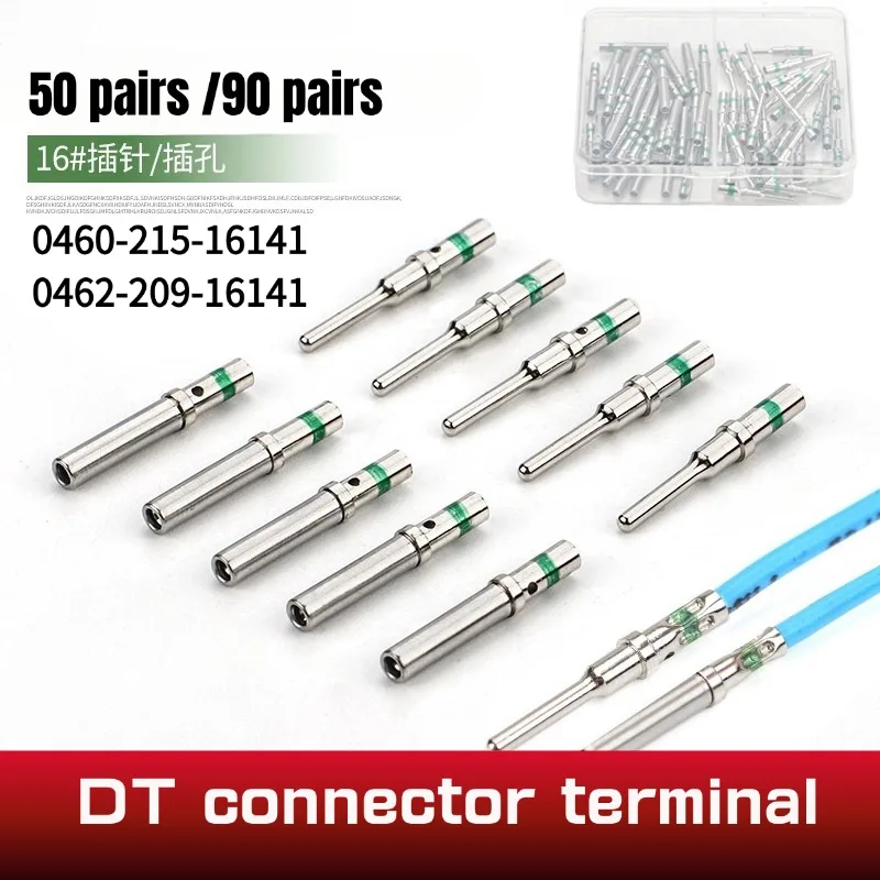 

50/90 Pcs Deutsch DT 1.5mm Series Female male Pin 0460-215-1631 0462-209-1631 Gold Plated Stainless Steel Crimp Solid Terminals