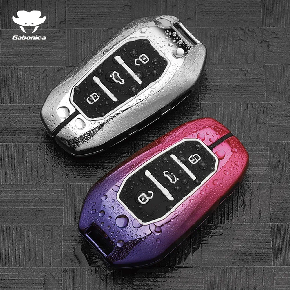 Car Zinc Alloy Key Case Bag For Peugeot GTLine 207 407 407 408 308 408 508 2008 3008 4008 5000 8 RCZ Car Key Chain Metal Key She