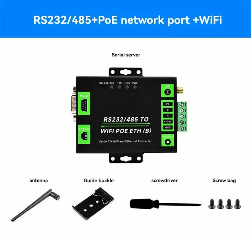 A41Z-Industrial Grade Serial Server RS232/485 To Wifi And Ethernet Modbus Gateway, MQTT Gateway