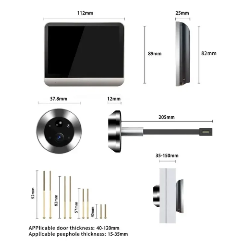 ใหม่ Smart Home WiFi Peephole กล้อง Doorbell กล้อง 1080P 4.3 นิ้ว PIR Night Vision การตรวจจับการเคลื่อนไหว Digital Door Viewer