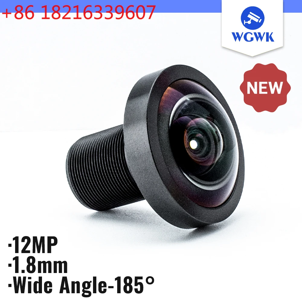 

TAO WGWK M12 Mount Lens 12MP 1.8mm Fisheye 185 Degree Wide Viewing 1/2.3" Format F.18 650nm Filter For Surveillance Security Cam