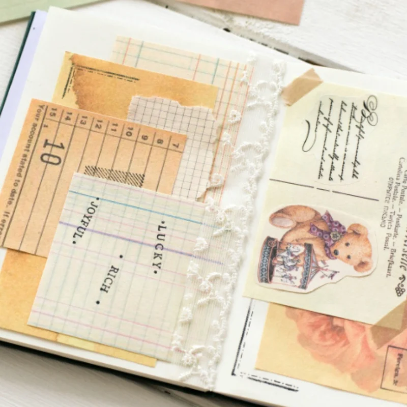 60 ورقة في كل عبوة من سجل القصاصات الورقية المصنوعة يدويًا مع أنماط الأزهار لملصقات قطع الخلفية لتزيين المجلات مصنوعة يدويًا