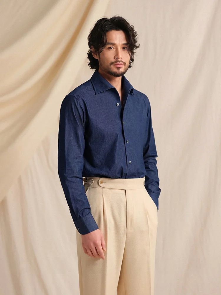 

Cultum Italian Sle Pure Cotton Long Sve Slim Fit Casual irt Men's Busin Casual Gentleman High-End Feeling Denim irt