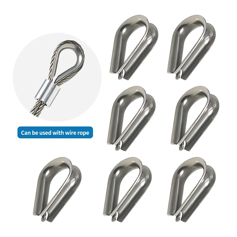 

10PCS 304 Stainless Steel Thimble Ring Clips For 2-10mm Diameter Wire Rope Rigging Protective Sleeve Clips M2 M3 M4 M5 M6 M8 M10