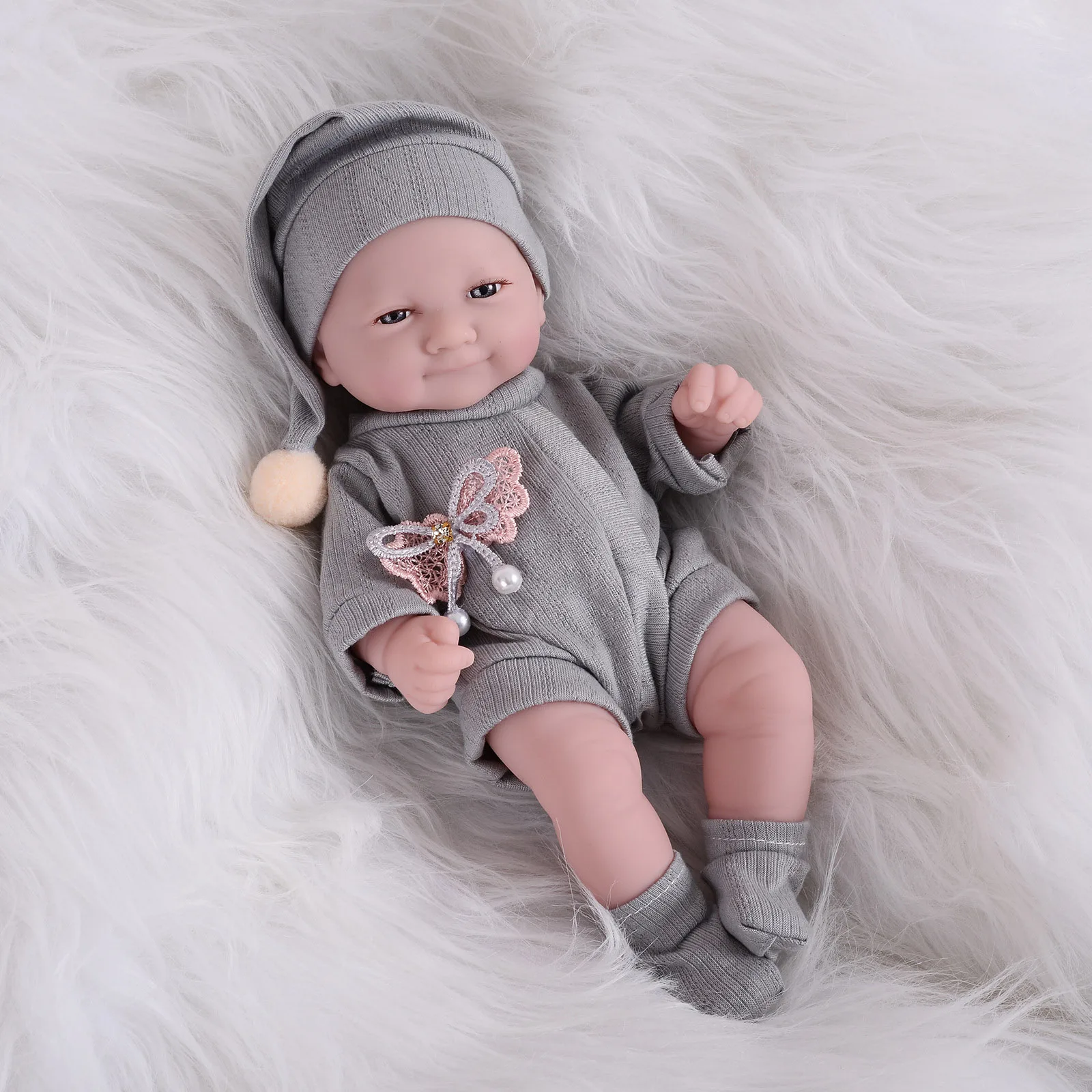 11 Inch Soft Doll Vinyl Washable Soft Lifelike Reborn Big Baby Doll with Clothing Toy Gift for Toddlers Boys Girls