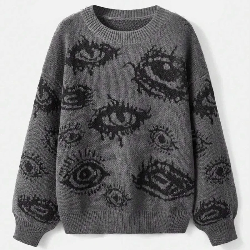 Women's sweater eyes new pullovers Knit wear Winter clothes women vintage Female clothing long sleeve tops Oversize