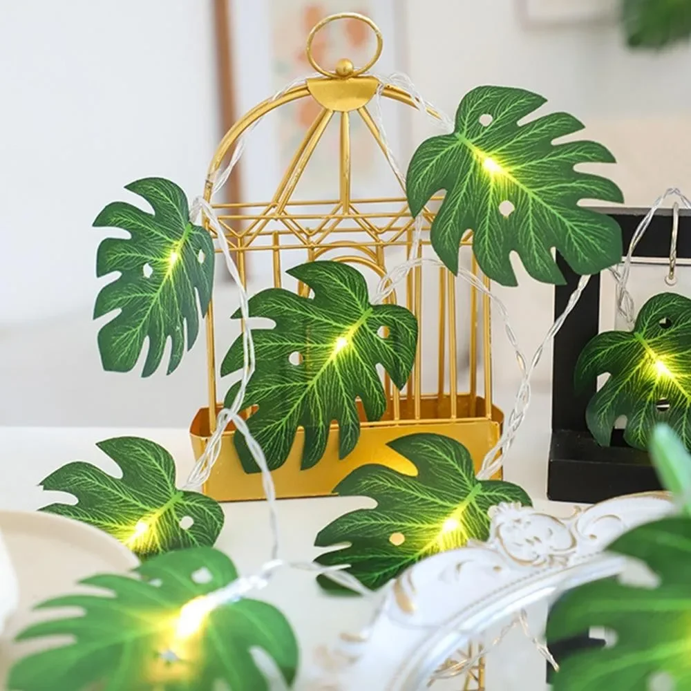 1.5/3M Artificial Turtle Leaves LED String Lights for Birthday Hawaiian Luau Party Jungle Beach Theme Home Garden Decorations