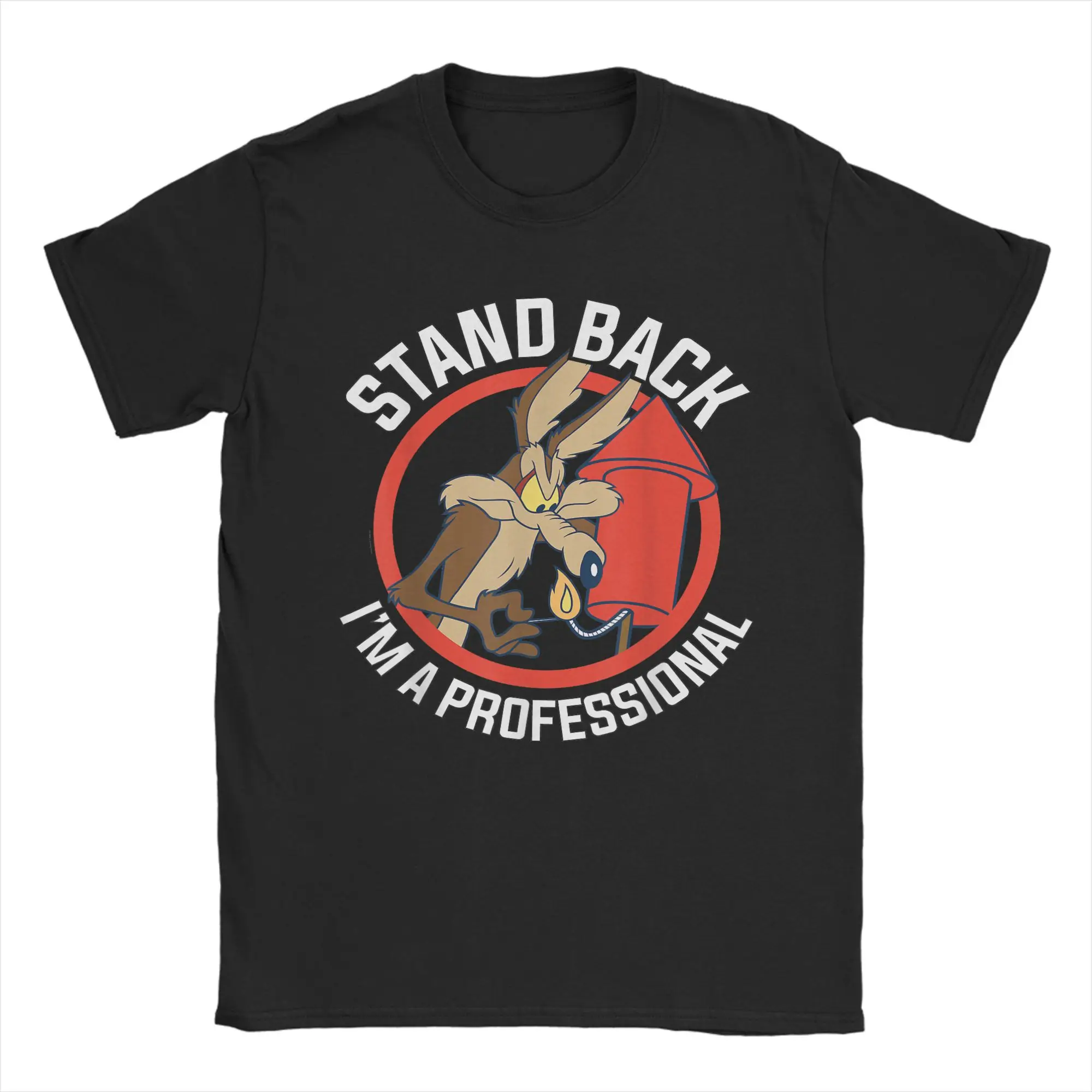 Wile E. Coyotes Stand Back I'm A Professional T-Shirt for Men  Vintage Pure Cotton Tee Shirt O Neck T Shirts New Arrival Tops - view 2