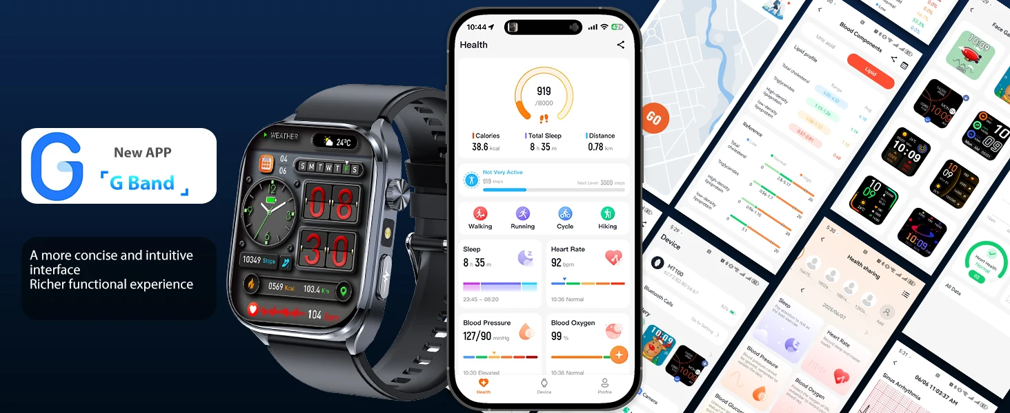 Marsyu AI Smartwatch EKG+HRV Sauerstoff Blutfette Harnsäure Mikro-Untersuchung Taschenlampe 2.5D UI Sprachanruf Smartwatch für Männer und Frauen – Detail 5