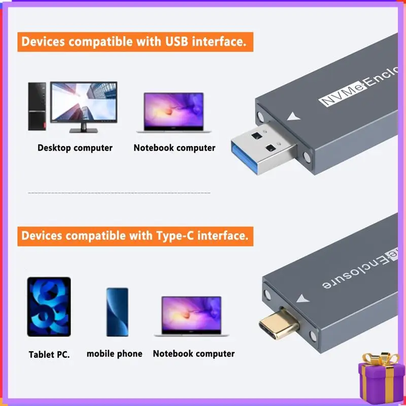 

Advanced M.2 2230 Nvme SSD Chassis NVME Hard Disk Enclosure 10Gbps USB-A Plug USB 3.210Gbps In-Line 2230 SSD Case With Magnet