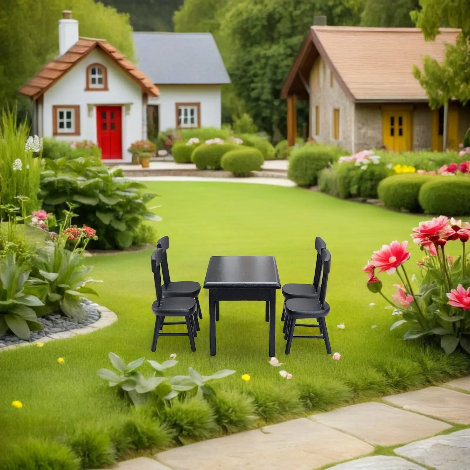 

5Pcs Miniature Table Chair Set Miniature House Furniture for Kids Creativity Development Mini Garden Ornament Fine Workmanship
