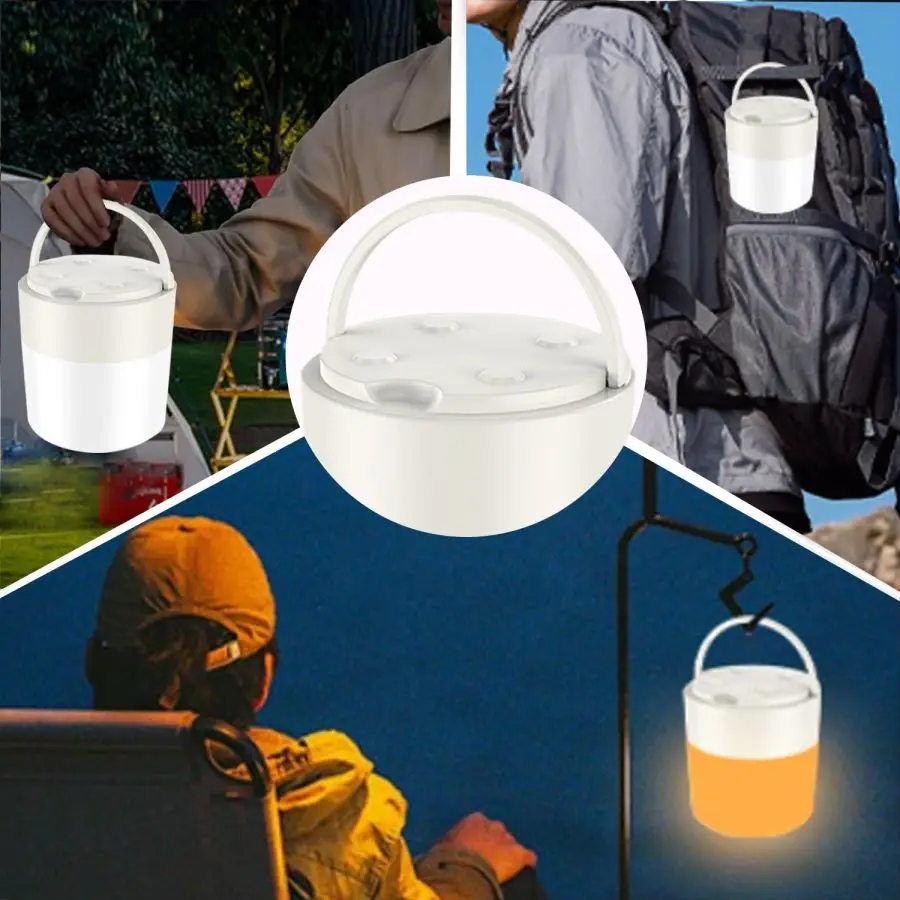 Portable Outdoor Camping Light Three-color Light Source Night Light Type-C USB Rechargeable Atmosphere Lights Tent Lantern