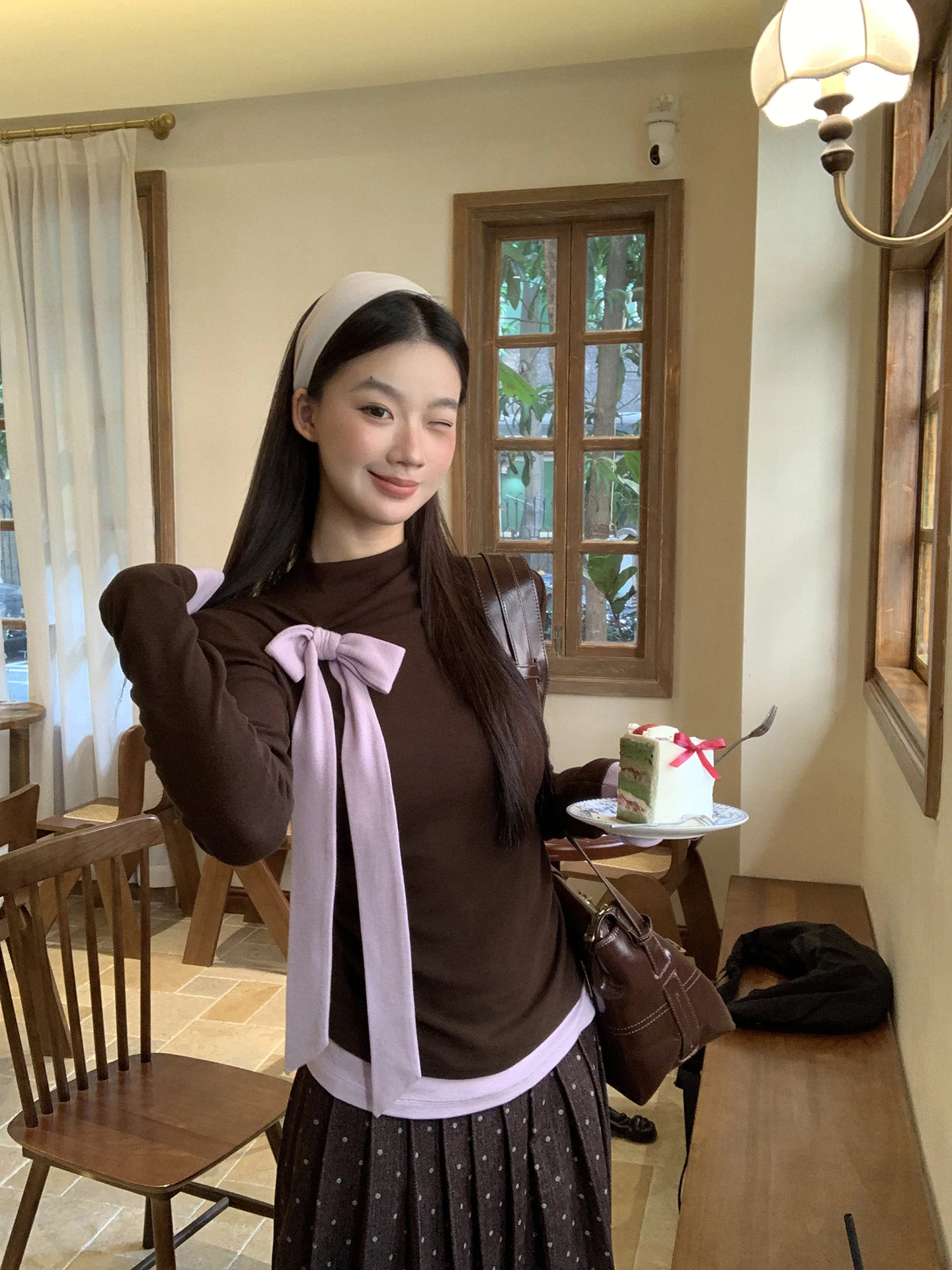 

Футболка Slim Fit Long Sve, женская внутренняя одежда с высоким воротником, винтажный коричневый цвет, модный топ для поездок на работу