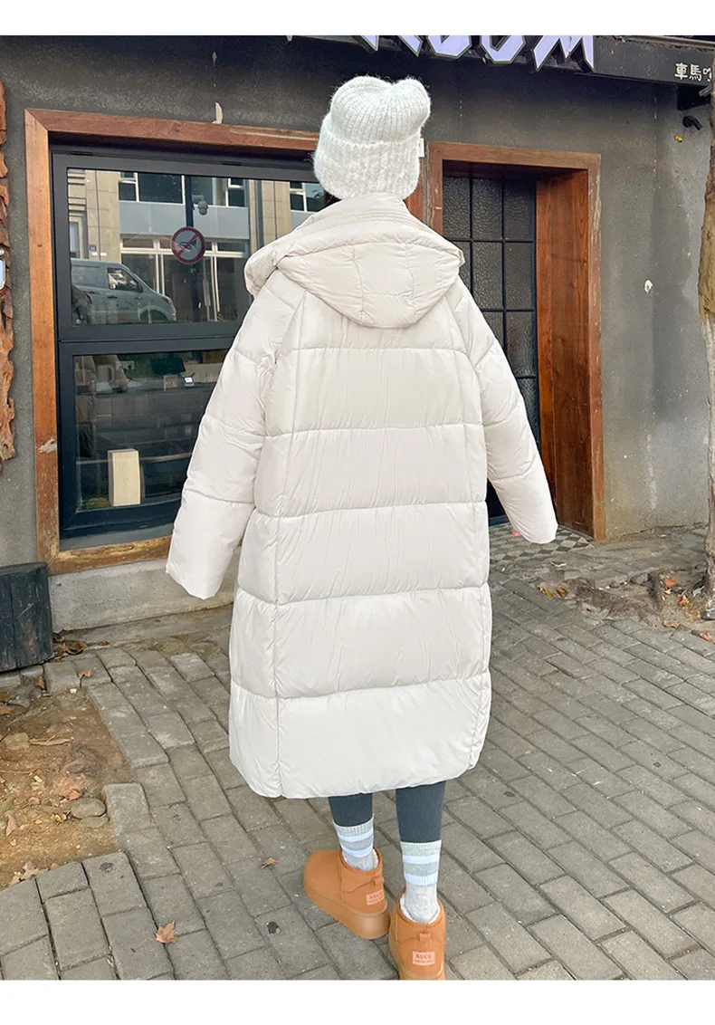 Winter Warmth Women's Mid-Length Down Cotton Jacket Over-the-Knee Parkas New Loose Quilted Coat Thickened Outerwear Trendy Tops
