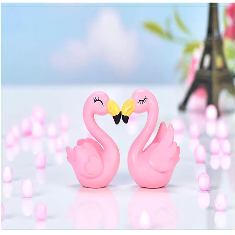 1 Pair Resin Flamingo Miniature Landscape Bonsai Meaty Home Desk Garden Decoration Gift