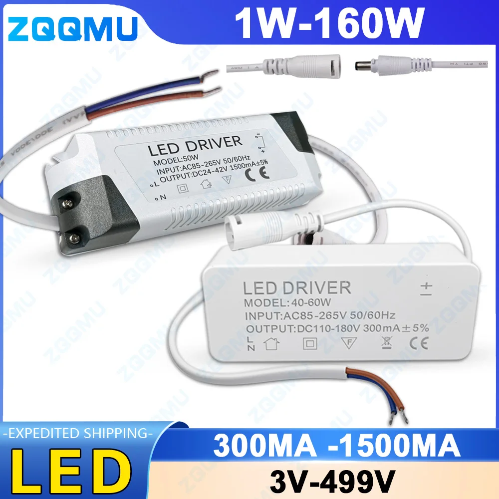 LED Driver AC85-265V 3-5W 4-7W 8-12W 12-18W 25-36W 30W 50W 40-60W 60-80W 80-100W 100-160W Panel Light Power Adapter Transformer