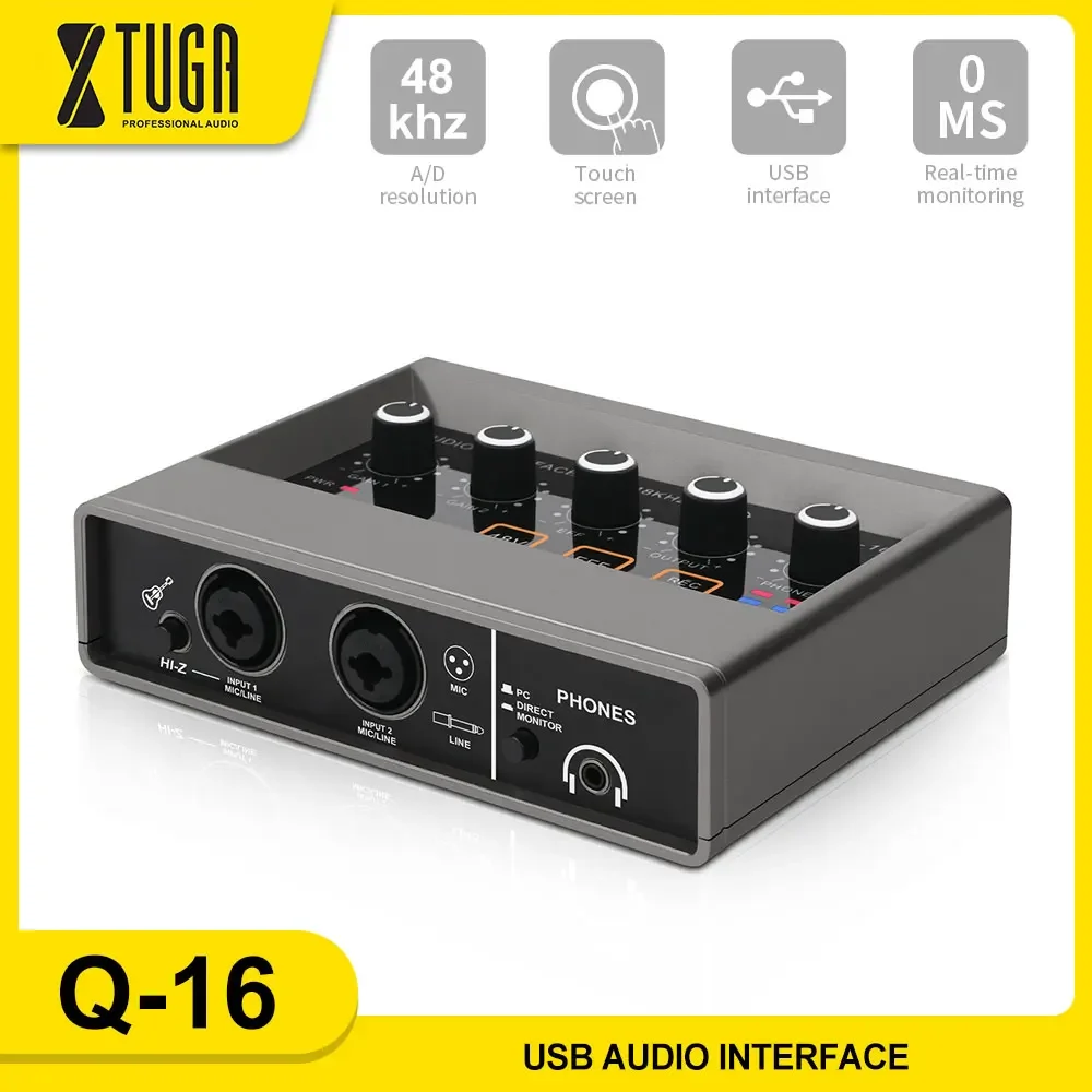 

XTUGA Q-16 Professional Audio Mixer USB Audio Interface Sound Card DJ Equipment Recording Studio Electric Guitar Converter