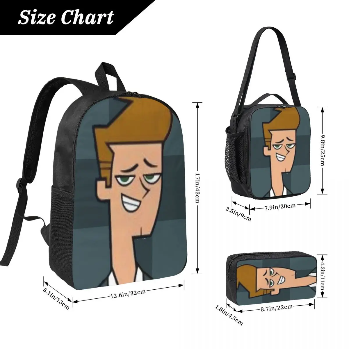 3Pcs Totals Dramas Backpack Set for Girls Boys Pencil Boxes Bookbag Sets with Lunch Box For School Students Knapsack