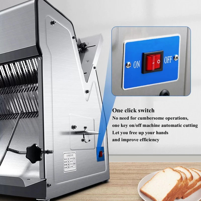 Toast Slicer Electric Fully Automatic Bread And Toast Slicer 12MM Thickness Stainless Steel Square Slicer