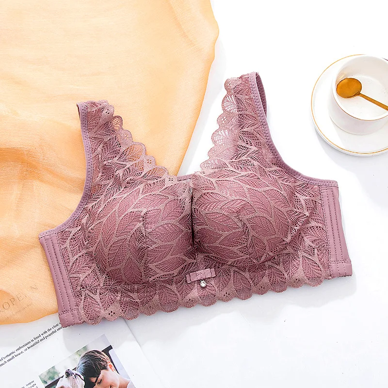 Women Full Cup 3D Cup Push Up Wire Free Bra Solid Color Ultrathin Lace Embroidery Lingerie Sexy Rimless Bra Brasieres Para Mujer