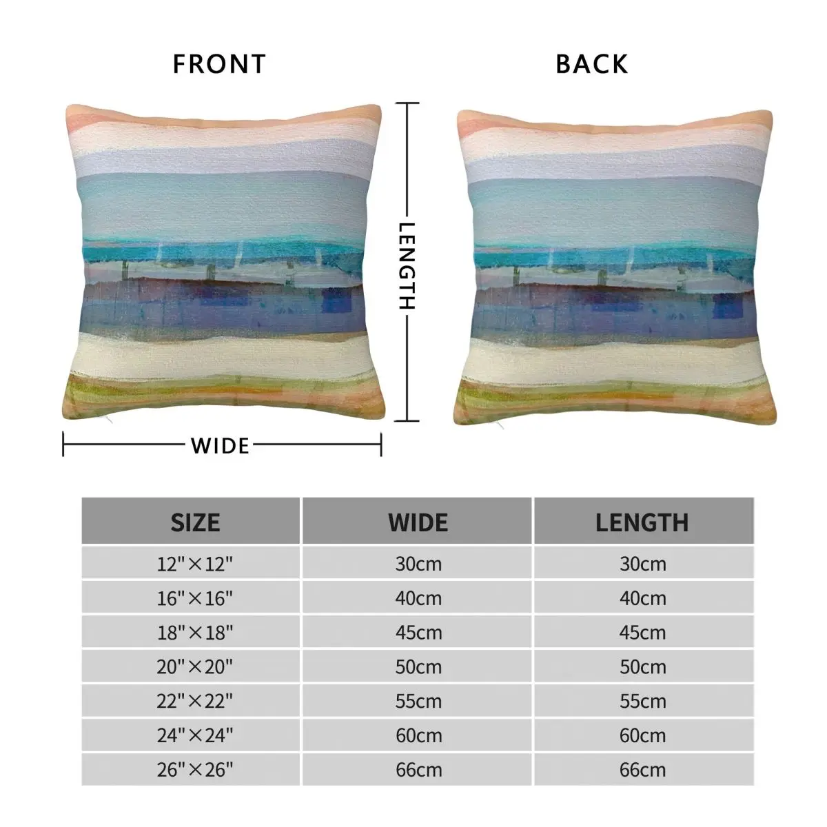 Coastal Colours Apricot Blue Green Square Pillowcase Polyester Linen Velvet Creative Decor Pillow Case Car Cushion Cover 45x45