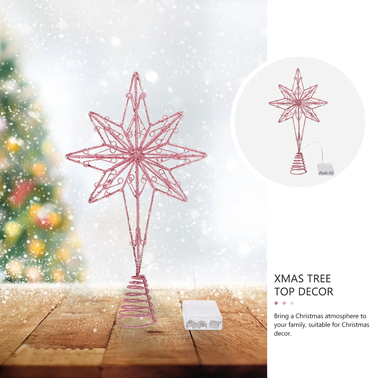 

1Pcs Luminous Christmas Tree Topper Iron Craft Star Lamp Ornament Xmas Decoration Festive Atmosphere Easy Remove