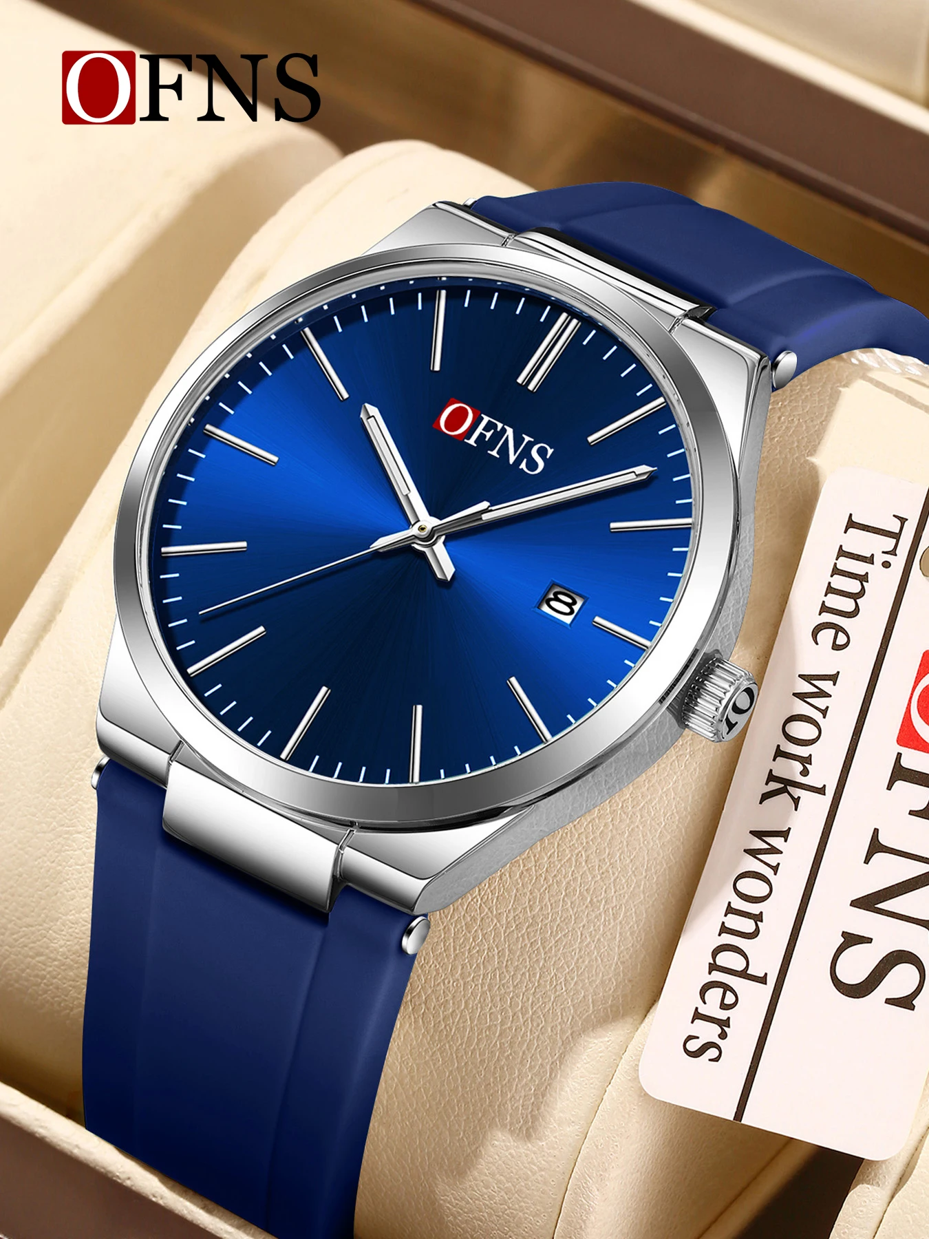 OFNS1631 ساعة كوارتز للرجال والنساء 3ATM مقاومة للماء بتقويم مضيء خفيفة الوزن 10 ملم هيكل من سبائك الزنك للجنسين #4