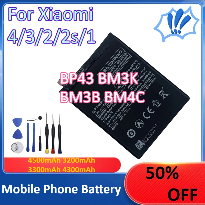 

New 4500mAh 3200mAh 3300mAh 4300mAh BP43 BM3K BM3B BM4C Mobile Phone Battery For Xiaomi 4/3/2/2s/1 +Tools
