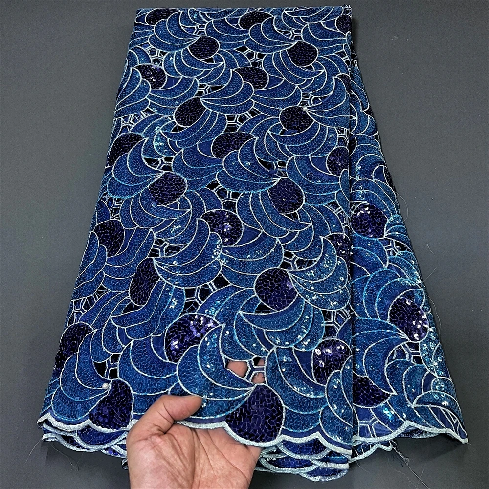 

Африканский нигерийский тюль, кружевная ткань, вышивка из органзы, парчовый жаккард, вечернее платье из гипюра, высокое качество, 5 ярдов, PS0006, 2025 г.