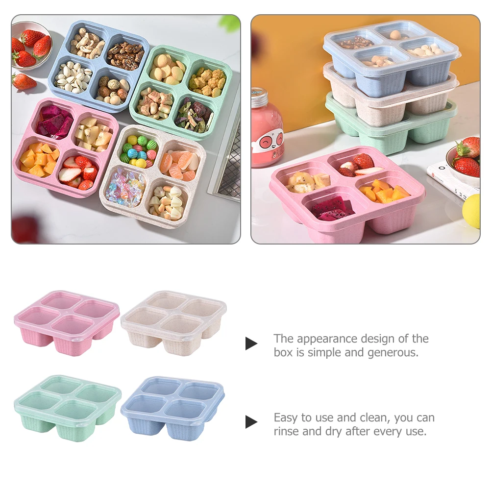 

4Pcs Elegant Snack Containers 4 Compartments Bento Box Meal Prep For Special Occasions