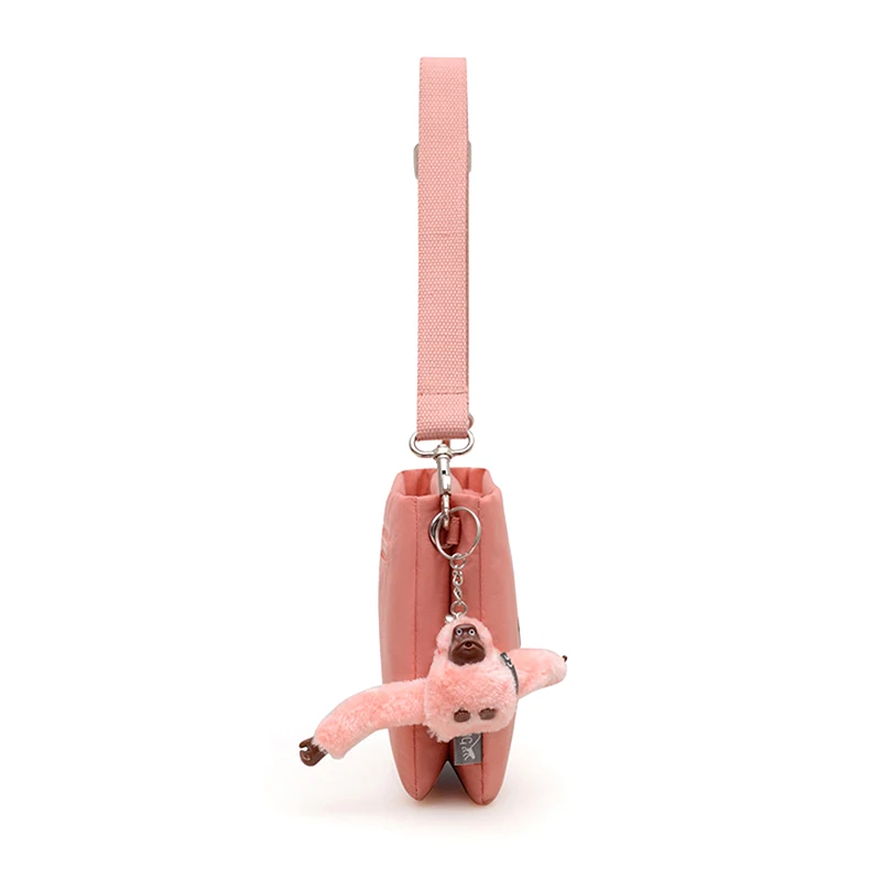 

Lightweight Nylon Messenger Bag with Fluffy Monkey Decor Unisex Waterproof Casual Bag