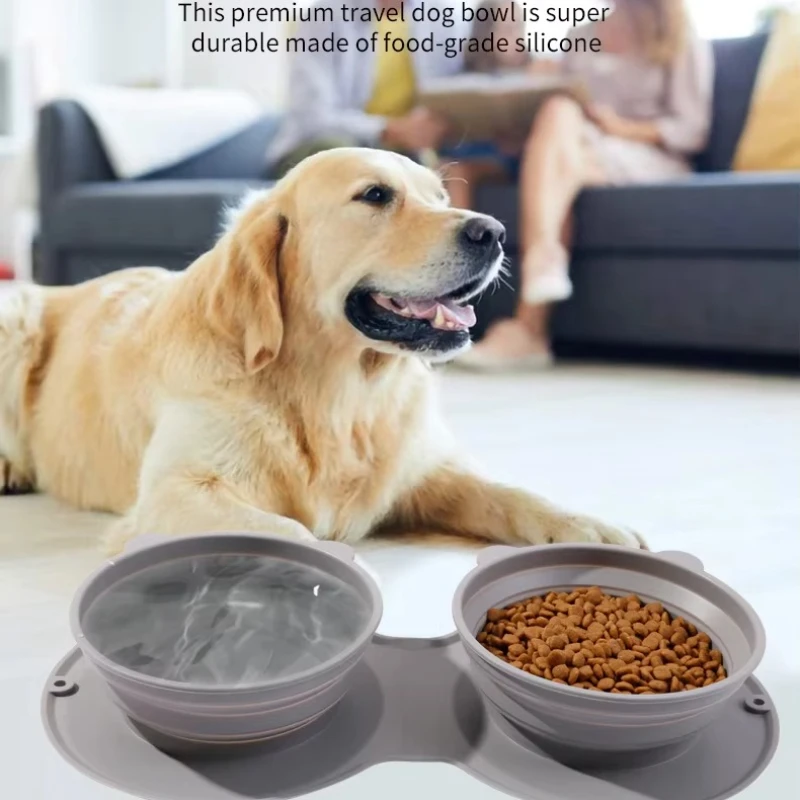 

Pet Water Foldable Silicone Dog Cat Round Slowly Folding Bowl, Silicone Food Plate: