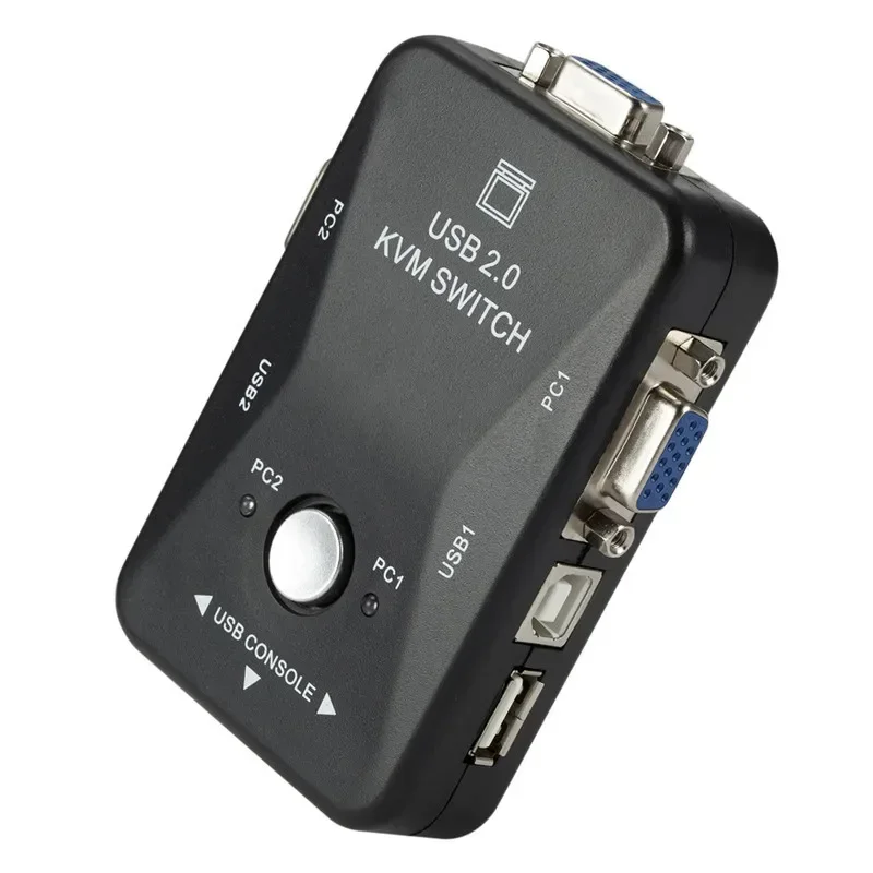 2 Port USB 2.0 KVM Switch VGA SVGA Switch Box Mouse Keyboard Switcher 1920*1440 VGA Splitter Box Sharing Switch Adapter