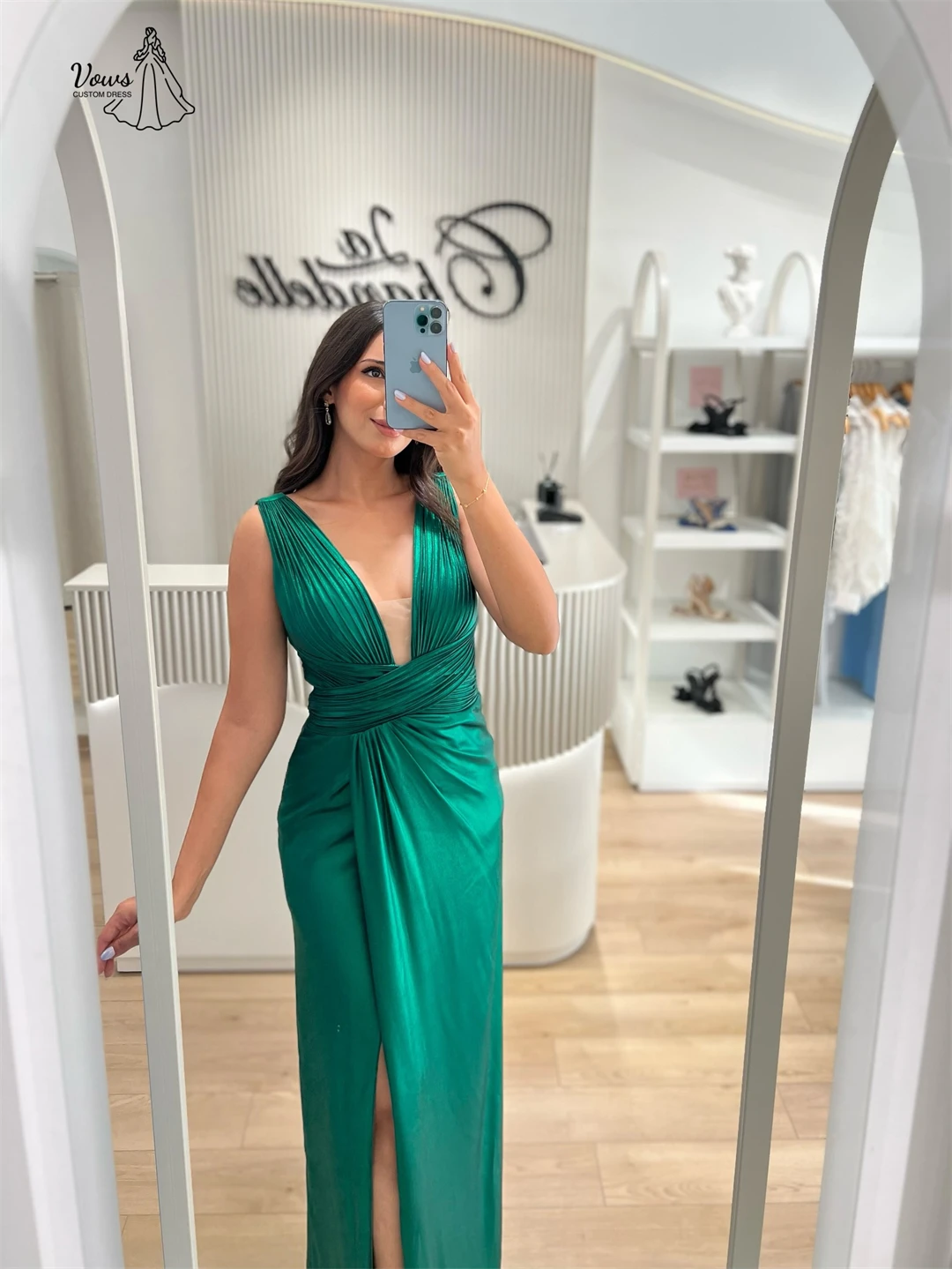 فستان سهرة أنيق مصنوع حسب الطلب من Vows فاخر 2025 برقبة على شكل حرف v رداء سواريه فساتين سوداء للنساء فساتين سهرة أنيقة بفتحة متعرجة