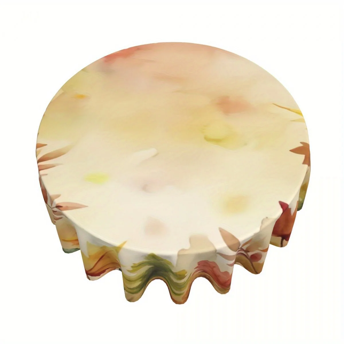 One autumn harvest maple leaf restaurant printed round tablecloth, made of polyester and washable microfiber materialxzj