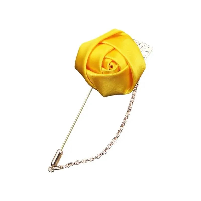A52E Silk Flower Boutonniere for Men Various Occasion Corsage Pin For Wedding Ceremony and Proms Photography Accessories