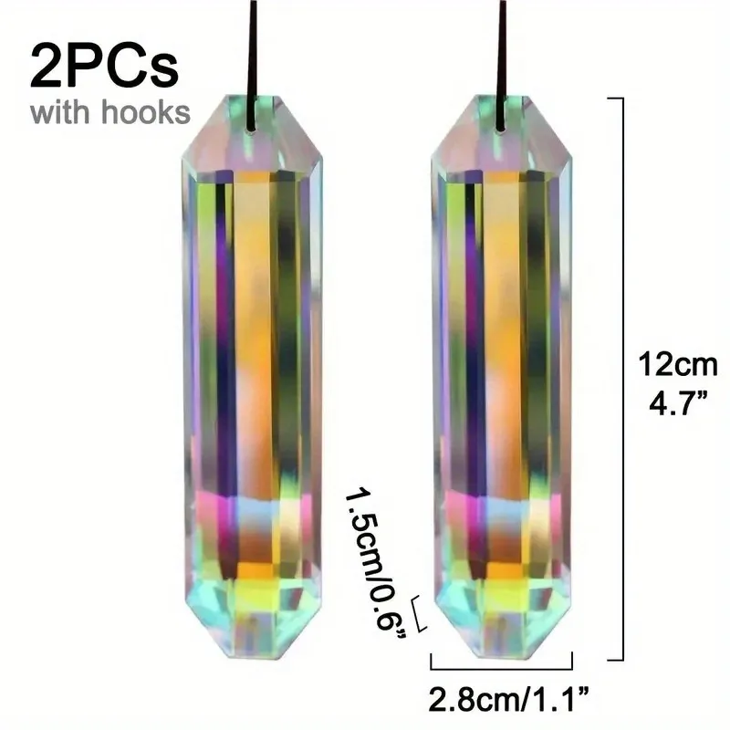 2 Pcs Sun Catcher Window Prism Pendant Crystal Rainbow Manufacturing Garden Hanging Ornament Home Garden Art Decoration