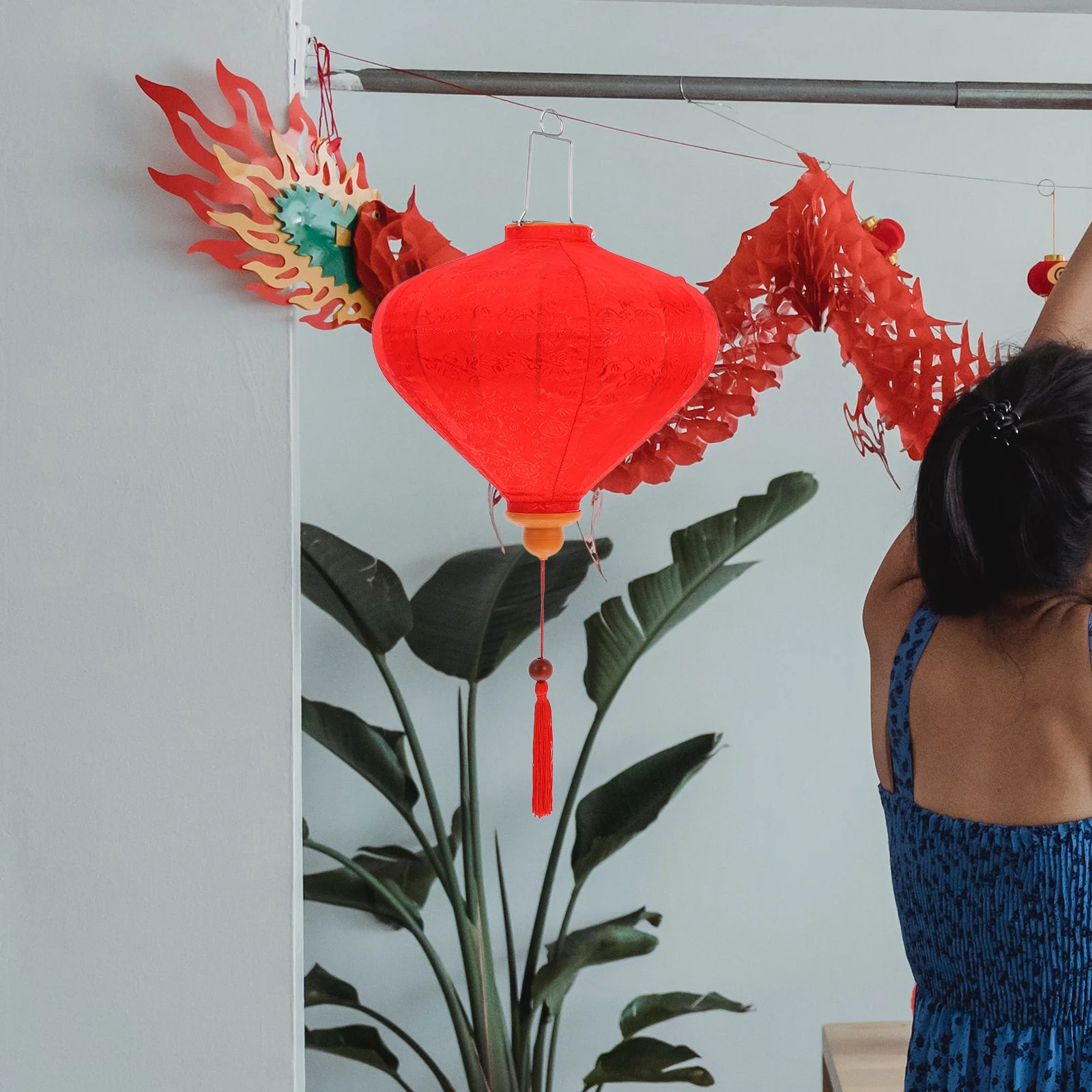 1pc em forma de diamante lanternas vietnamitas pendurado decoração ao ar livre festival festa de casamento decoração de seda asiático ano novo lunar solar