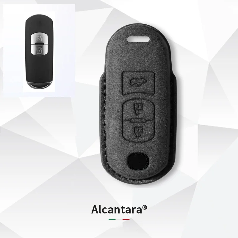 Alcantara Car Key Case Cover Shell Fob For Mazda 2 3 6 Atenza Axela Demio CX-5 CX5 CX-3 CX7 CX-9 2 3 Button Car Key Accessories