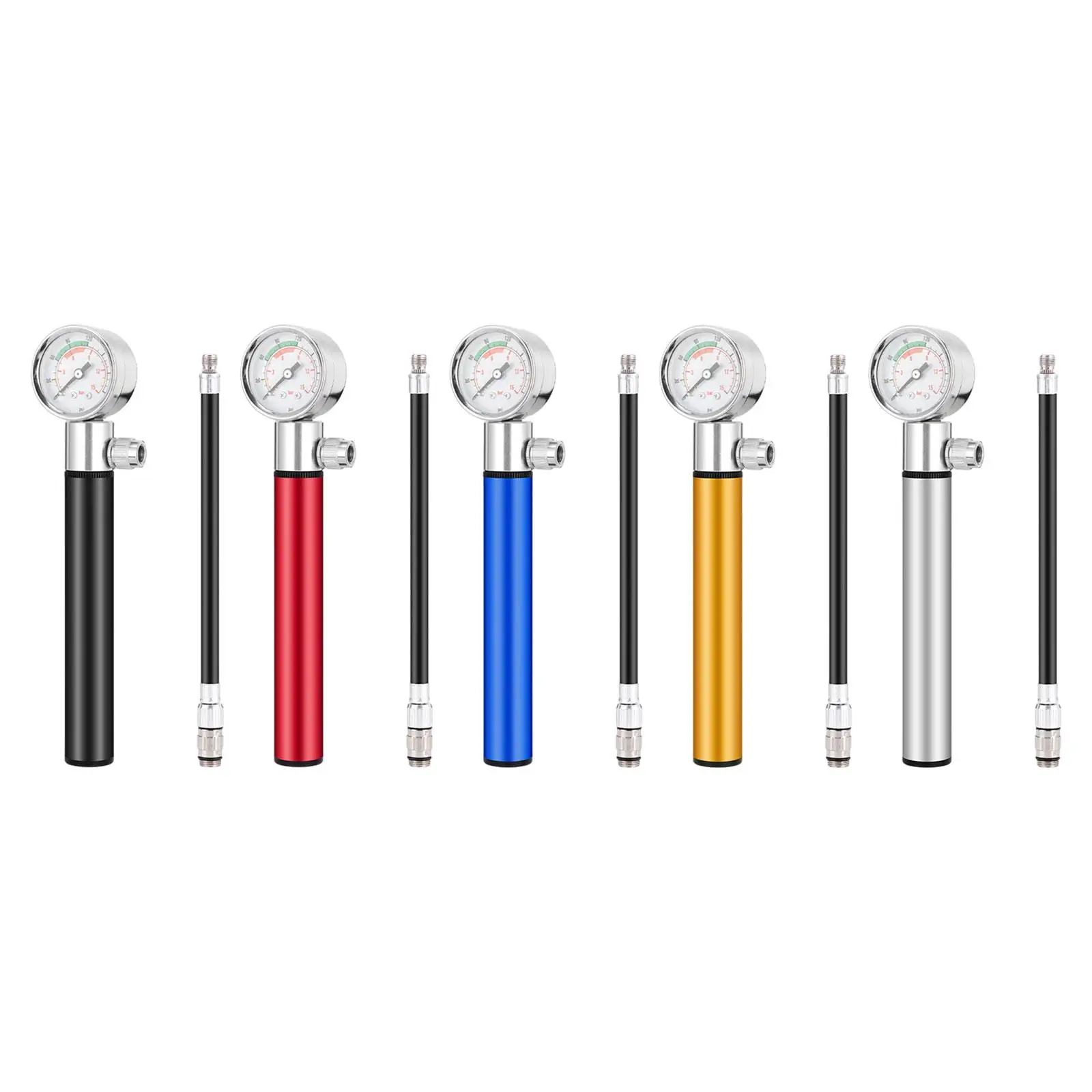 Bike Pump Pressure Gauge Air Reversible Presta and Schrader Bicycle Pump for