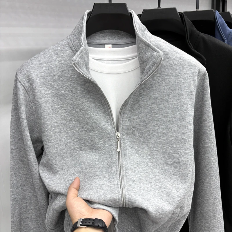 

2025 Autumn/Winter New Half Zipper Hoodie Men's Casual Warm Stand Up Collar with Double Sided German Velvet Bottom